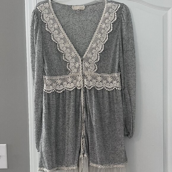 a'reve long sleeve lace trim cardigan - Picture 1 of 6